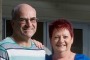 MELBOURNE, AUSTRALIA - APRIL 20:  Janice Lees poses for a photo with her husband Stephen Lees at their Mitcham home on ...