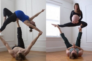 Lizzy Tomber performing acroyoga during her pregnancy.