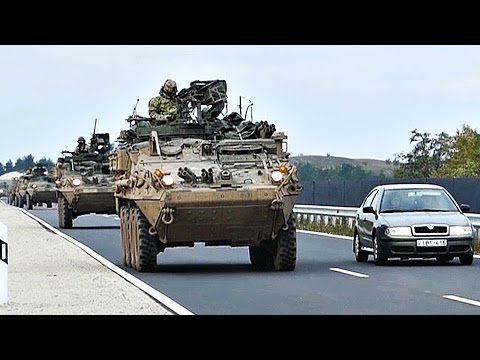 United States Army Strykers Drive Through Hungary