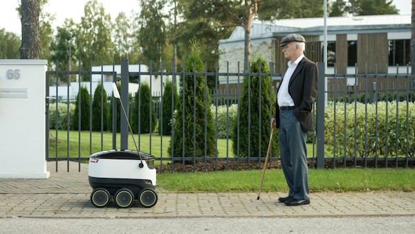 Above, a Starship delivery robot in London.