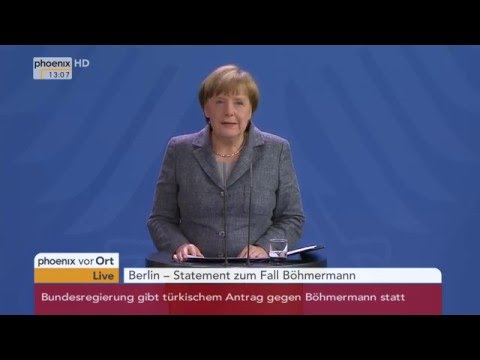 Strafverfolgung im Fall "Jan Böhmermann": Statement von Angela Merkel am 15.04.2016