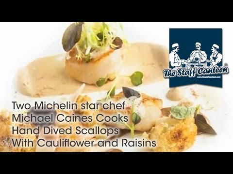 Two Michelin star chef Michael Caines Cooks Hand Dived Scallops With Cauliflower and Raisins