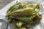 Fried green peppers and sea salt.