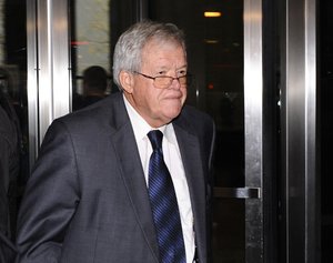 Former U.S. House Speaker Dennis Hastert leaves the federal courthouse Wednesday, Oct. 28, 2015, in Chicago, where he changed his plea to guilty in a hush-money case that alleges he agreed to pay someone $3.5 million to hide claims of past misconduct.