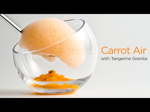 Carrot Air with Tangerine Granita - Molecular Gastronomy light foam