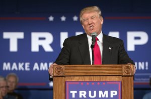 Republican presidential hopeful Donald Trump speaks at his South Carolina campaign kickoff rally in Bluffton, S.C., Tuesday, July 21, 2015.