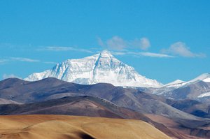 File - Mount Everest, seen from Tingri, a small village on the Tibetan plateau at around 4050m above sea level.