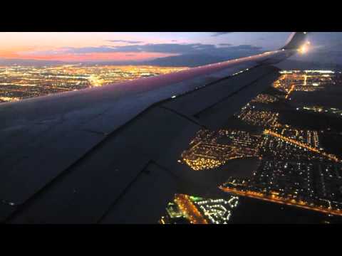 View from plane, landing in Las Vegas, NV at dusk