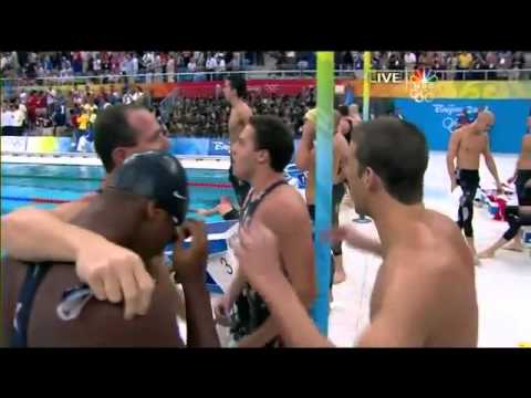 Michael Phelps Swimming Men's 4x100m Freestyle Relay Beijing Olympics 2008