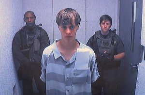 Dylann Roof appears via video before a judge in Charleston, S.C., on Friday, June 19, 2015.