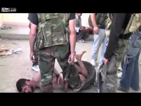 US/NATO-Backed "Free" "Syrian" "Army" Terrorists Torturing then Shooting Innocent Civilians