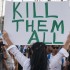 Banner calling for the erasure of the Palestinian people
Photo credit: AFP