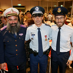 NAJEX ANZAC Day Service at SJM. (from left) Rabbi Dovid Slavin, Police Insp. Danny Davie, Rabbi Yossi Friedman. Pic Noel Kessel.