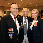 NAJEX ANZAC Day Service at SJM. (from left) Norman Isenberg, Jack Stern, Naida Isenberg. Pic Noel Kessel.