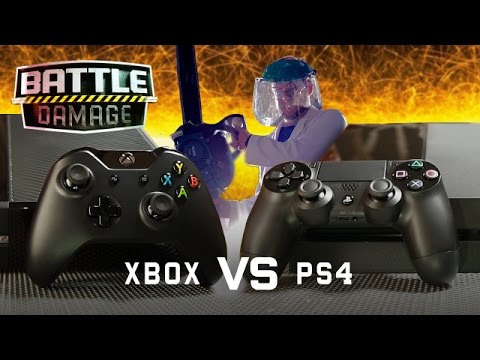 XBOX ONE vs PS4 Durability Test (Loser Gets Chainsaw) | WIRED’s Battle Damage