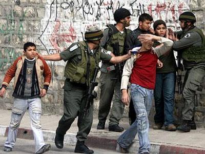 A group of Palestinian children arrested in the West Bank. (File)