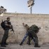 Young men are constantly being stopped, interrogated and searched by occupying forces in front of Damascus Gate and in the old city.  In the top left corner you can see a snipers post on a building overlooking Damascus Gate.  This post was placed without permission from the Palestinian owners.