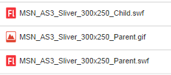 image showing the file list of a Flash file, an image file, and another Flash file along with their respective icons