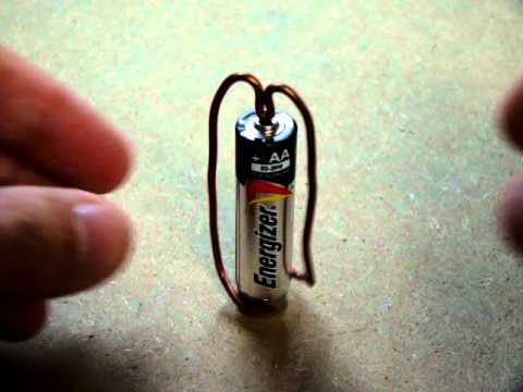 Simplest Motor made with a magnet, AA battery, and a copper wire