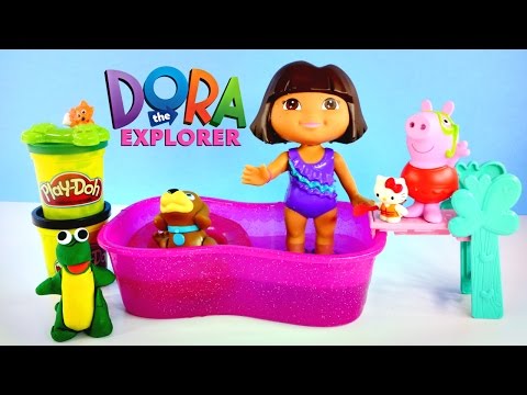 Splash & Paddle Dora The Explorer Perrito Swimming - Play Doh, Hello Kitty, Peppa Pig Episodes 2015