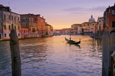 A gondola on the Grand Canal, Venice.