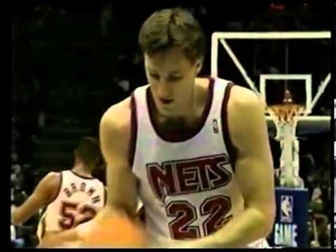 Marv Albert enjoys Chris Dudley's free throws - Knicks @ Nets - 1992/93