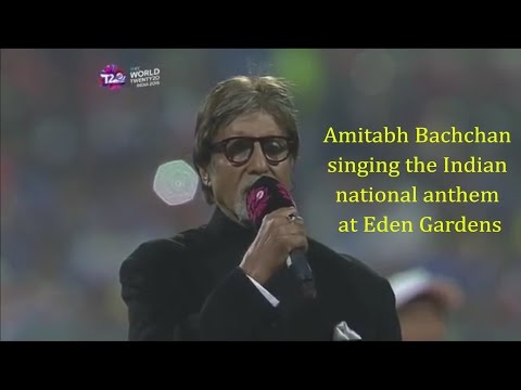 Amitabh Bachchan singing the Indian national anthem at Eden Gardens