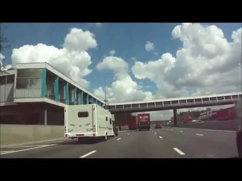 Car drive on the M1 Motorway - from Junction 1 up to around Junction 32 - 16th May 2013