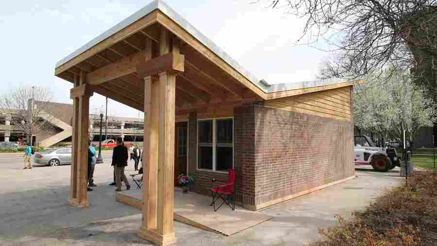 The winning design for the American Institute of Architects' competition to design a tiny house community for Chicago was built in two days and displayed at the University of Illinois, Chicago campus.