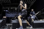 Karina Utomo from High Tension performing on the Mistletone stage during Laneway Festival in Sydney, February 7 2016. Credit Rachel Murdolo Laneway Festival 2016