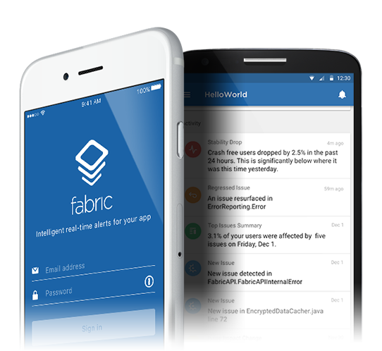 Fabric mobile app. Available on the AppStore and Google Play