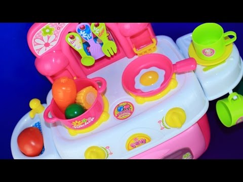 Toy Kitchen velcro fruit vegetables cooking soup baking bread cookies toy food asmr