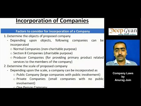 Company Law 2013 - Lecture 1 of Incorporation of Companies - CS Executive, CA IPCC (by Deep Gyan)