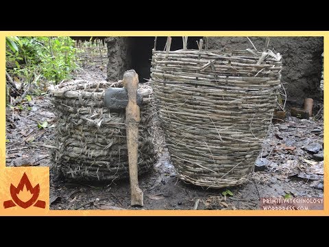 Baskets and stone hatchet