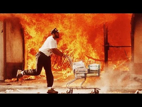 Rodney King riots dramatic news clips 1992