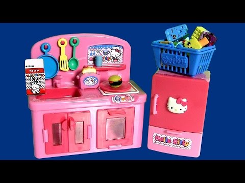 Play Doh Hello Kitty Mini Kitchen Preschool set + Shopkins  ハローキティ キッチンセット  Kitchen Baking Toy