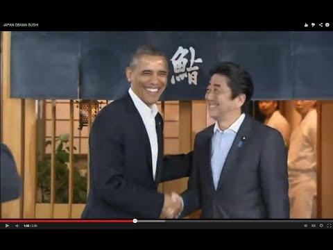 President Barack Obama eat sushi with Japanese Prime Minister Shinzo Abe