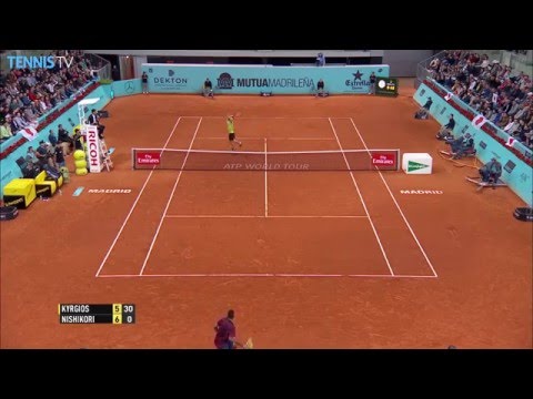 Nick Kyrgios hotdog / tweener lob winner over Nishikori - 2016 Mutua Madrid Open