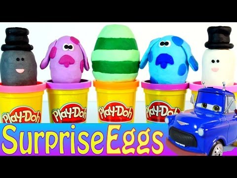 Play Doh Kinder Surprise Blues Clues Nick Jr. Toy Eggs Playdough with Disney Cars Mater