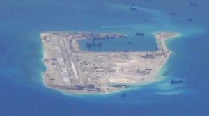 Fiery Cross Reef, Spratly Islands, South China Sea, in May 2015