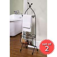 Bathroom Rack and Towel Holder - Set of 2 - Black - Creative Co-Op