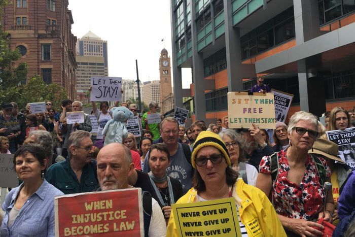 Protesters rally outside the Department of Immigration in Sydney