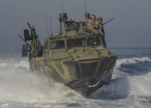 A US Navy riverine command boat in the Persian Gulf