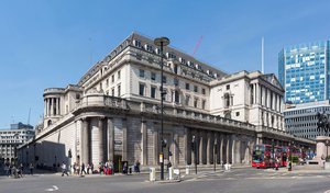 File - The headquarters of the Bank of England building viewed from Lombard Street, London, England.