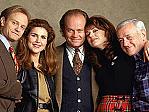 Actors (L-R) David Hyde Pierce, Peri Gilpin, Kelsey Grammer, Jane Leeves and John Mahoney from TV show 'Frasier'.