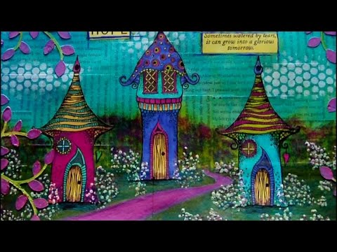 Mixed Media Art Journal Page - Houses Of Hope