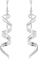 Ornami Silver Ladie's Double Sprial Twist Hook Wire Drop Earrings