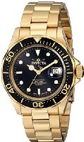 Invicta Pro Diver Unisex Quartz Watch with Black Dial  Analogue display on Gold Plated Bracelet 9311