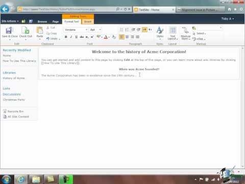 Microsoft SharePoint 2010 Training Tutorial -- Working with Wikis  -- Part 1