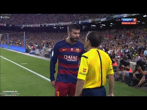 Gerard Pique Red Card ~ FC Barcelona vs Athletic Bilbao 1:1 Spain Super Cup 17/08/2015